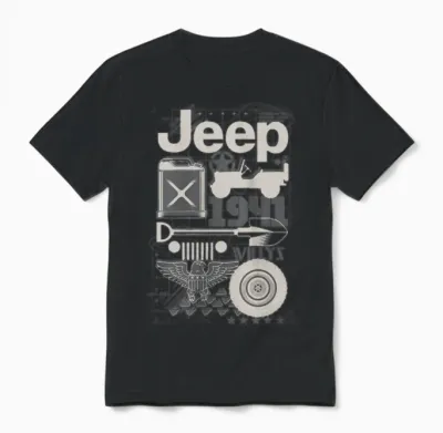 Jeep 1941 Montage Unisex T-Shirt - Black