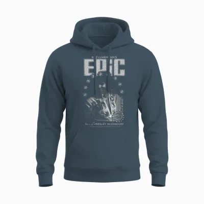 Elvis Presley Epic Black and White Portrait Unisex Hoodie - Dark Heather