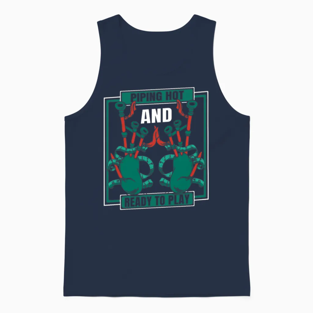 Piping Hot and Ready to Play Great Highland Unisex Tank Top in Navy