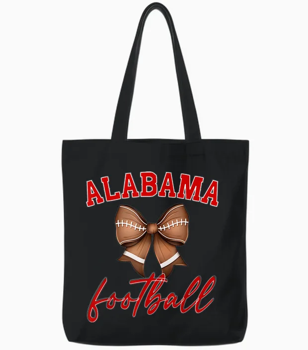 Alabama Football Pretty Coquette Style Bow Tote Bags in Black