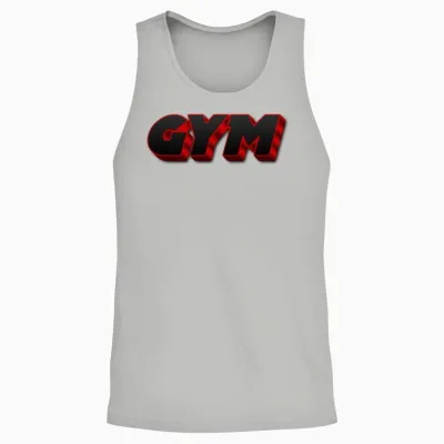 Bold Gym Text in Red and Black Unisex Tank Top - Ash