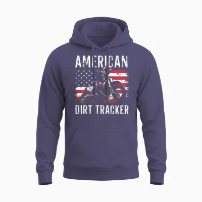 American Dirt Tracker - Flat Track Racing Unisex Hoodie - Heather Sport Dark Navy