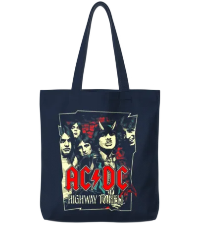 Ac/dc Logo and Band Highway to Hell Album Tote Bags - Navy