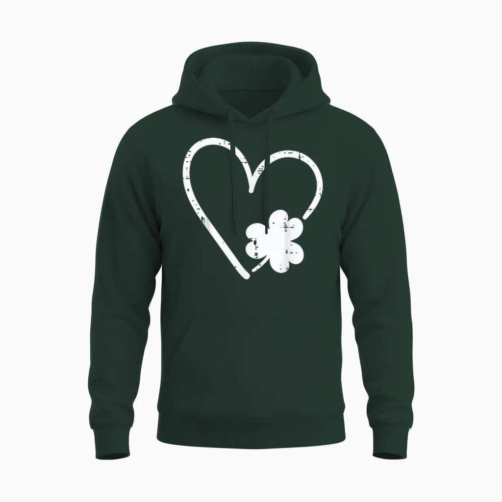 St. Patricks Day Herz Kleeblatt Kleeblatt Damen Mädchen Kinder Unisex Hoodie in Forest