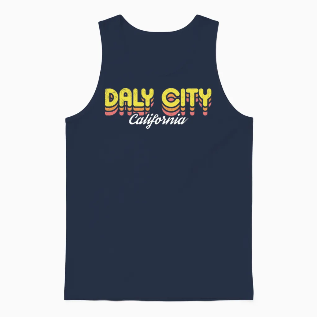 Retro Daly City California Unisex Tank Top - Navy