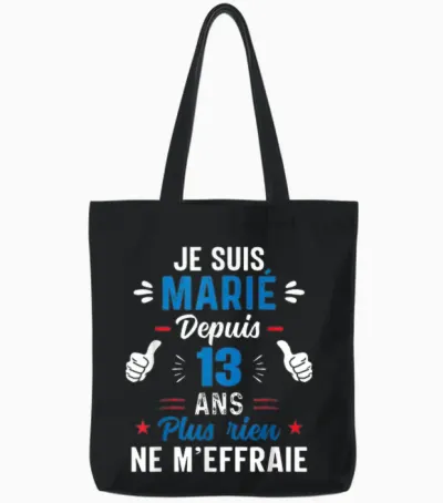 Couple Lovers Gift 13 Years Wedding Anniversary of Lily of the Valley T-Shirt, Black, S Tote Bags - Black
