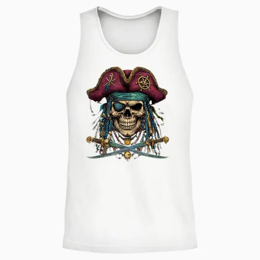 Squelette De Pirate Bateau Bateau Capitaine Pirate Art Homme Femme Unisex Tank Top - White