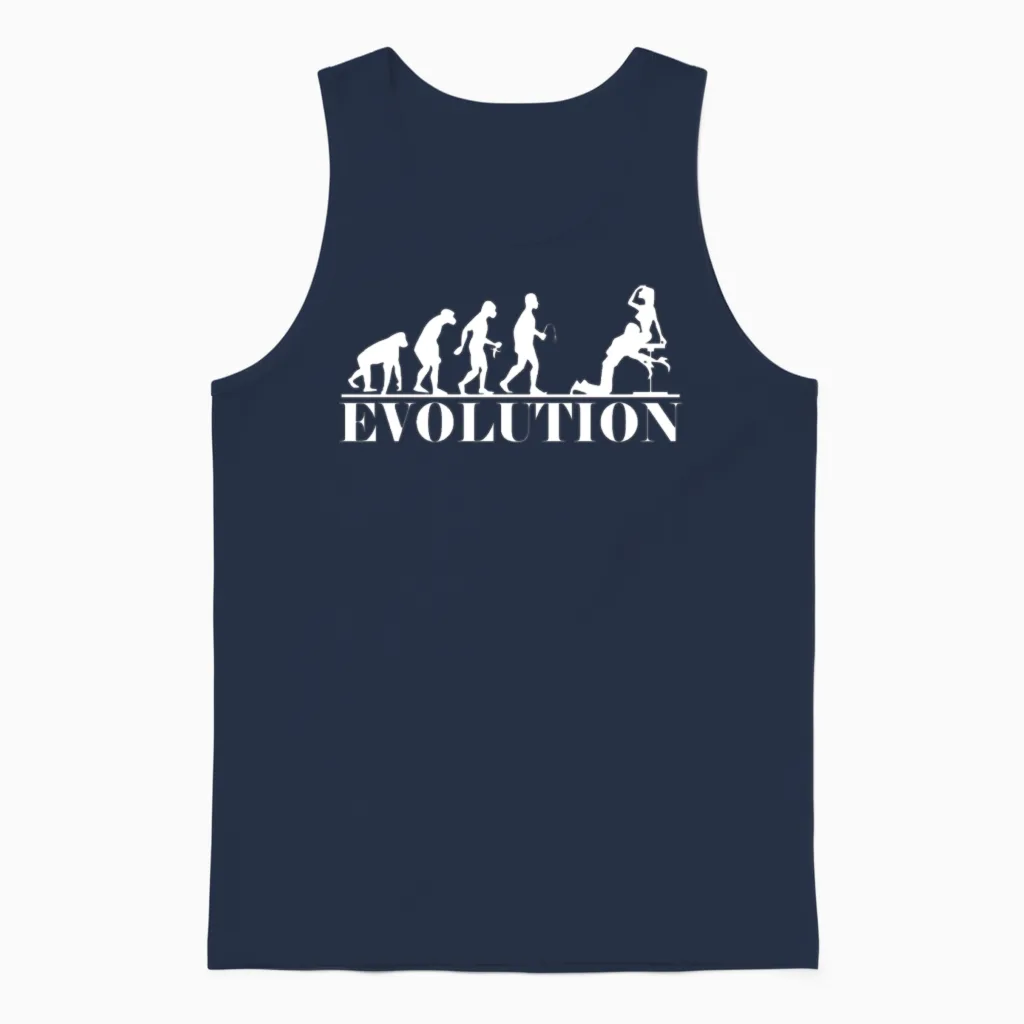 Evolution Male Submissive Funny Bdsm Munch Kinky T Unisex Tank Top - Navy