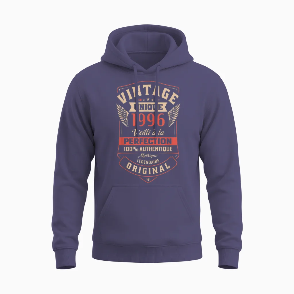 1996 Cadeau Anniv. 30 Ans Homme Femme Vintage Amusant Fête Unisex Hoodie in Heather Sport Dark Navy