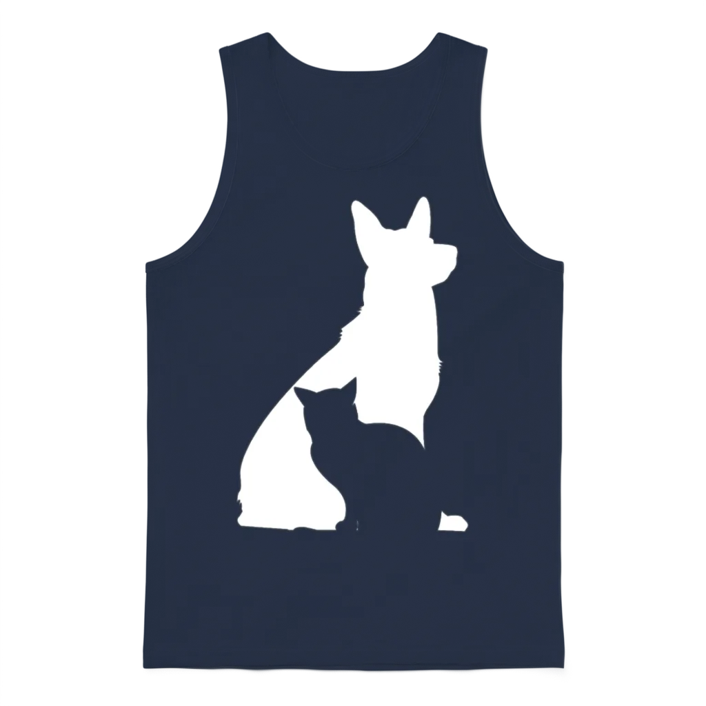 Dog and Cat Silhouette Dog Lover Cat Lover Dog Own Unisex Tank Top - Navy