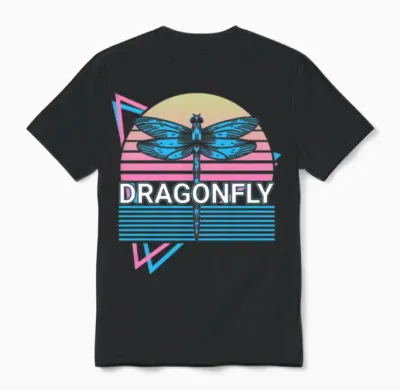 Dragonfly Dragonflies Retro Unisex T-Shirt - Black