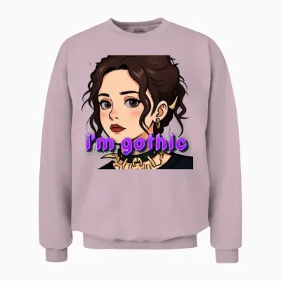 Gothic Girl Style Unisex Sweatshirt - Light Pink