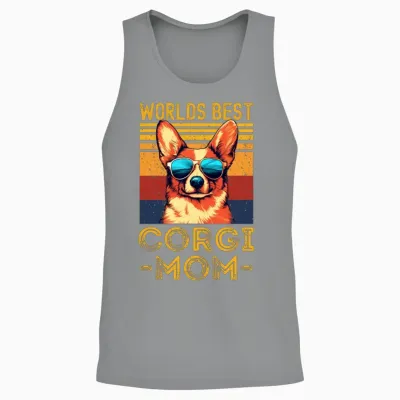 Corgi with Sunglasses Retro Unisex Tank Top - Sport Grey
