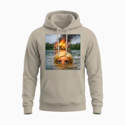 Lustige Puppe Gesicht Kleidung Meme Frauen Männer Vintage Schwimmen Unisex Hoodie - Sand