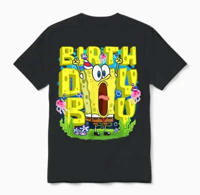 Spongebob Squarepants Birthday Boy Funny Boys Birthday Gift Unisex T-Shirt - Black