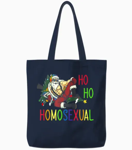 Homosexual Pyjamas Santa Holiday Gay Pride Tote Bags - Navy