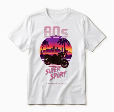 Moto Supersport Années 80 Synthwave Retro Sportbike Rider T-Shirt Haut De Gamme Unisex T-Shirt - White