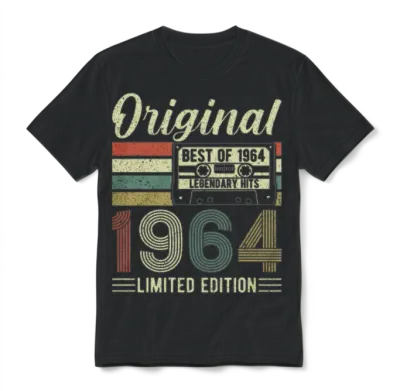1964 Vintage Birthday Unisex T-Shirt - Black