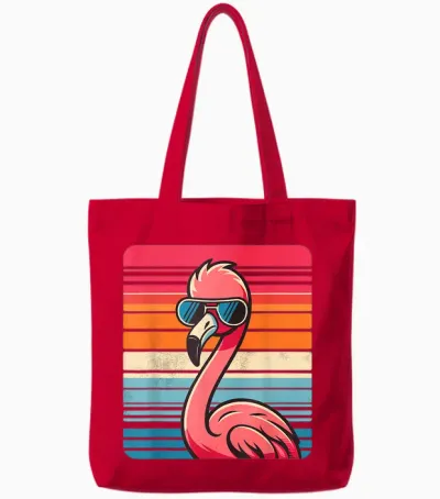Cooler Retro Flamingo in Sonnenbrille 70er 80er 90er Lustiger Flamingo Tote Bags - Red
