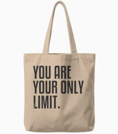 Fitness Backprint Slogan Jogging Training Motivation Sports T-Shirt, Black Tote Bags - Natural