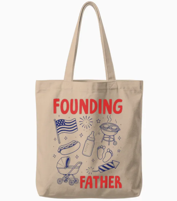 Fathers Day Pregnancy Announcement Baby Founding Fathers Tote Bags in Natural