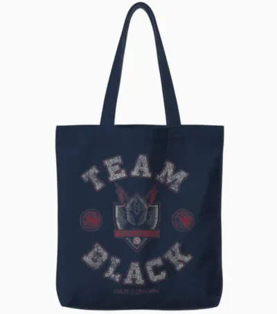 House of the Dragon Team Black Targaryen House Logo Tote Bags - Navy