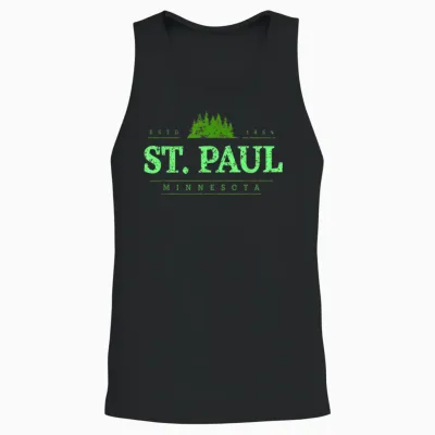 Saint Paul Minnesota | Rétro Saint Paul Mn Treeline Unisex Tank Top - Black