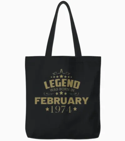 February 1974 Birthday Vintage Tote Bags - Black