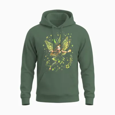 St. Patrick's Day Magical Irish Fairies for Women and Kids T-Shirt, Black, S Unisex Hoodie - Military Green