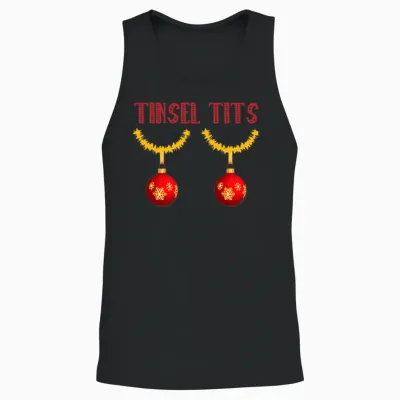 Tinsel Tits Funny Christmas Xmas Funny Boobs Xmas Unisex Tank Top - Black