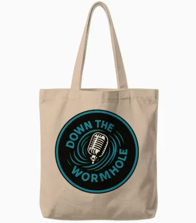 Down the Wormhole Logo Tote Bags - Natural