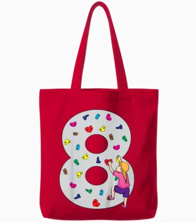 8.geburtstag Party Klettern Bouldern Kinder Geburtstag Girl Tote Bags - Red