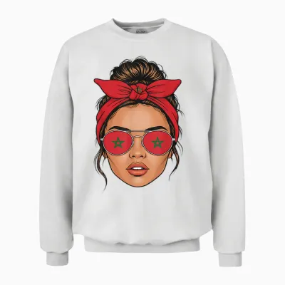 Morocco Roots Flah Moroccan Unisex Sweatshirt - White