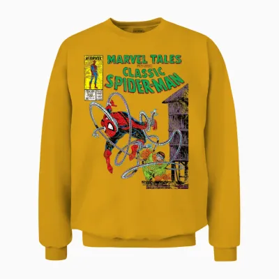 Marvel Spider-Man Vs. Doctor Octopus Retro Comic T-Shirt, Grey, S Unisex Sweatshirt - Gold