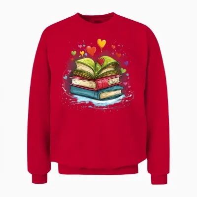 Bunte Bücher Damen Liebe Bücher Aquarell Booklover Unisex Sweatshirt - Red