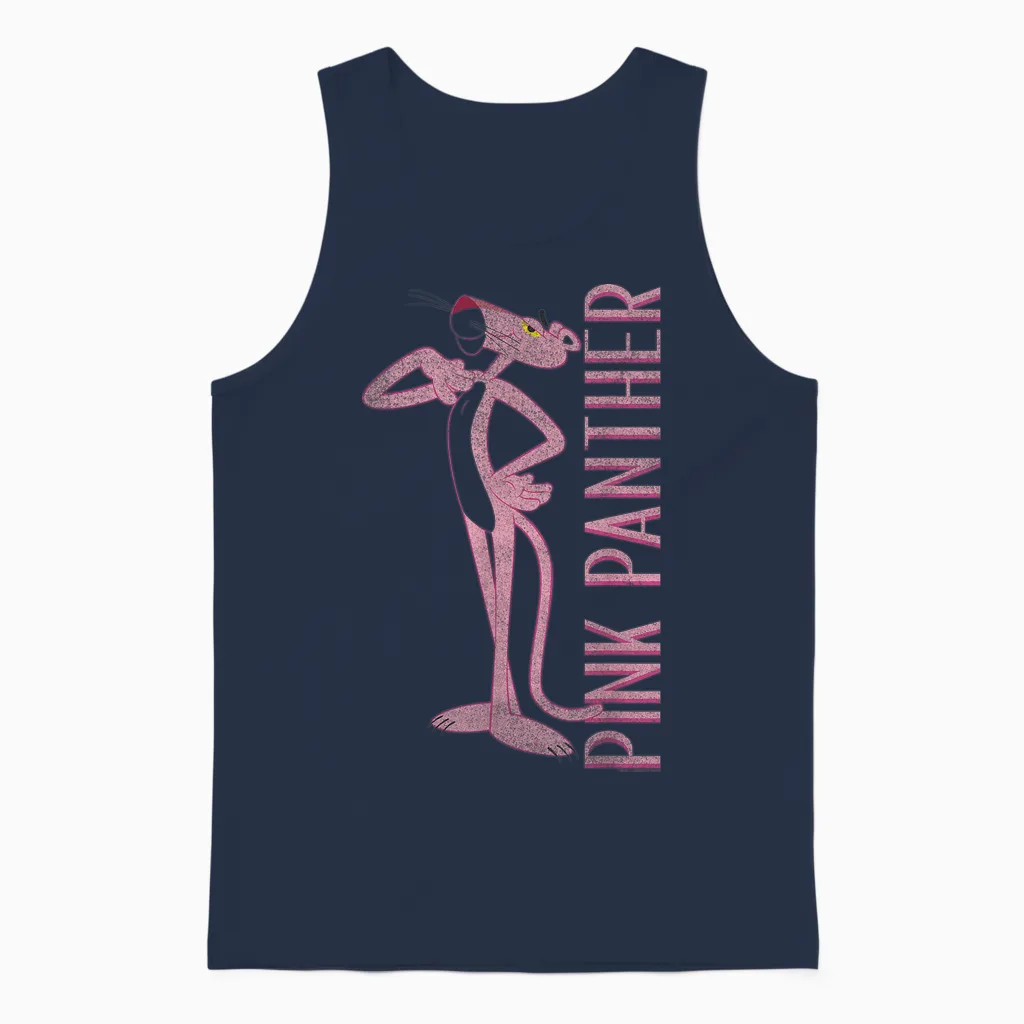 Full Portrait of the Pink Panther T-Shirt, White, S Unisex Tank Top in Navy