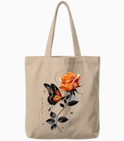 Blumen Und Schmetterlinge Damen Outfit T-Shirt, Gray Tote Bags - Natural