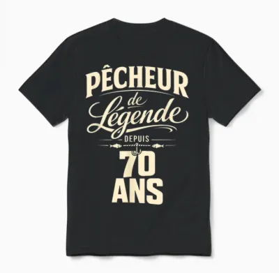 Pêcheur De Légende 70 Ans Homme Cadeau Anniversaire Pêche Unisex T-Shirt - Black
