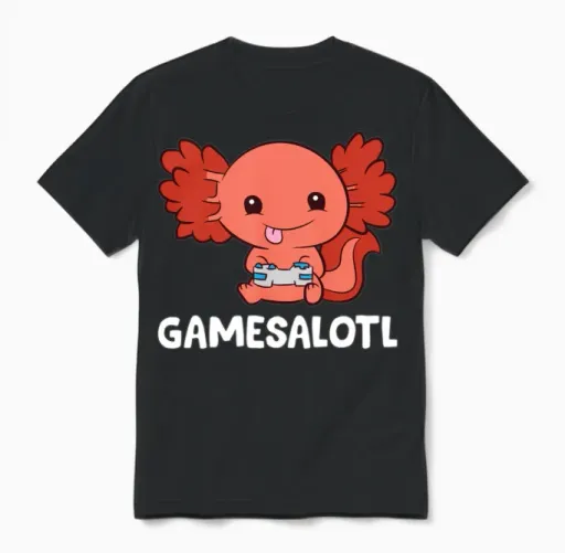 Axolotl Gamesalotl Gaming Axolotl Unisex T-Shirt in Black