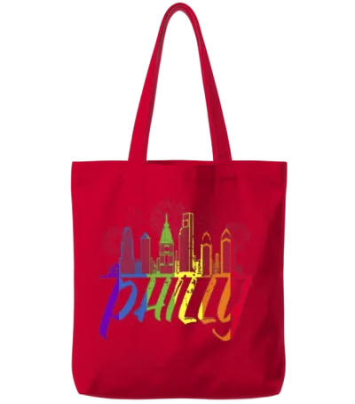 Philly Pride Skyline, Pride Parade Philly Tote Bags - Red