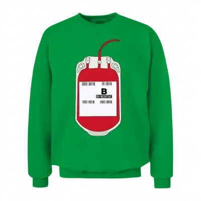 B Negative Blood Bag Unisex Sweatshirt - Irish Green