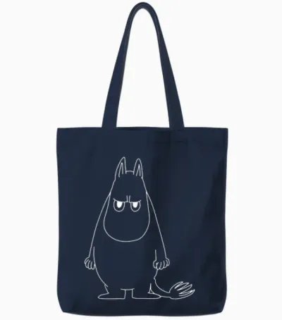 Moomin Angry Moomintroll T-Shirt, Black Tote Bags - Navy