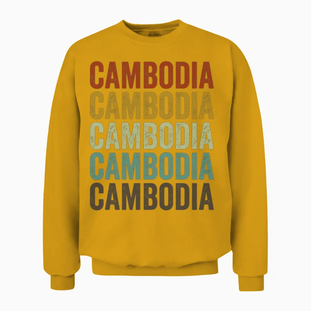 Cambodia Retro Vintage Unisex Sweatshirt in Gold