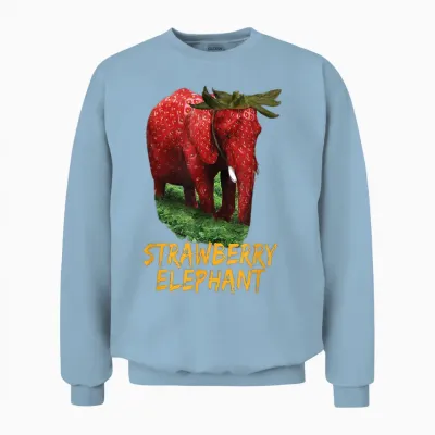 Strawberry Elephant Meme Unisex Sweatshirt - Light Blue