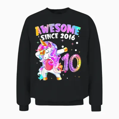 10e Anniversaire Licorne Fille 10 Ans Génial Depuis 2016 Unisex Sweatshirt - Black