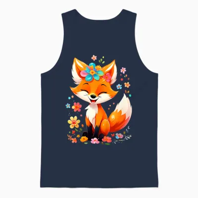 Kids Fox Gifts Cute Fox Cute Animal Cute Girls Boys T-Shirt, Black Unisex Tank Top - Navy