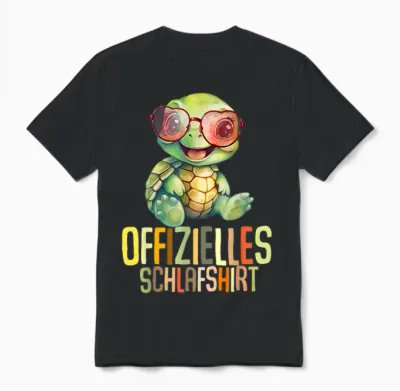 Schildkröte Offizielles Schlafshirt Schlafanzug Nachthemd Unisex T-Shirt - Black