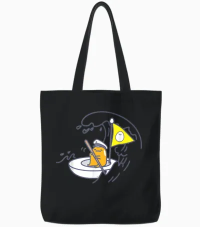 Gudetama the Lazy Egg Sail Away Tote Bags - Black