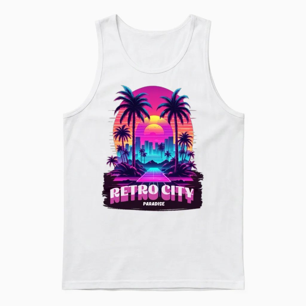 'retro City Paradise' Gd - Summer & Beach Unisex Tank Top in White