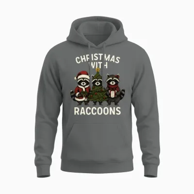 Christmas Raccoon Vibes – Cute Holiday Magic Unisex Hoodie - Graphite Heather